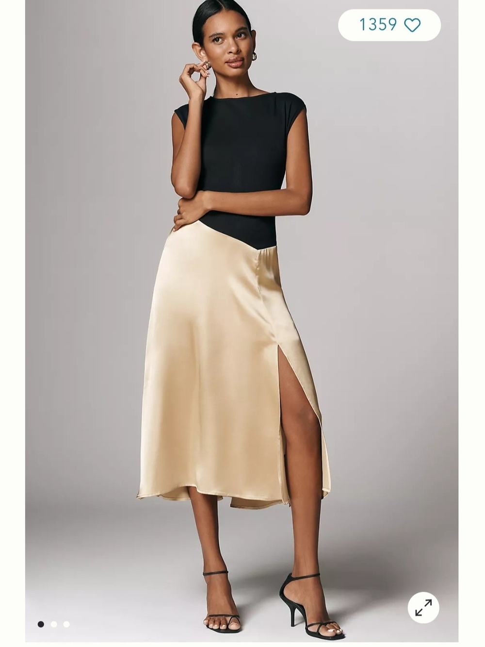 Maeve Cap-Sleeve Asymmetric Twofer Midi Dress